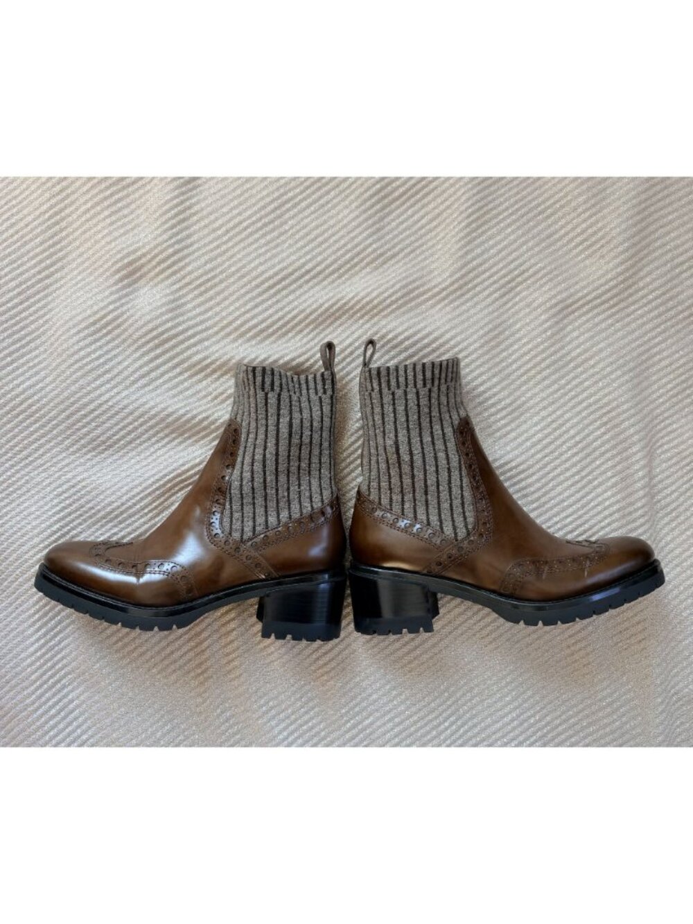 Santoni Women's Brogue Detailed Sock Style Chelsea Boots Brown Leather 37 - Picture 5 of 8